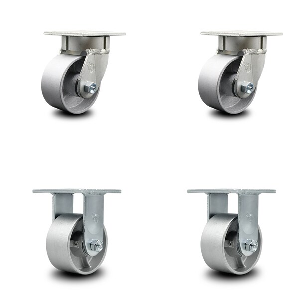 4 Inch Kingpinless Semi Steel Wheel Swivel Caster Swivel 2 Rigid SCC, 2PK